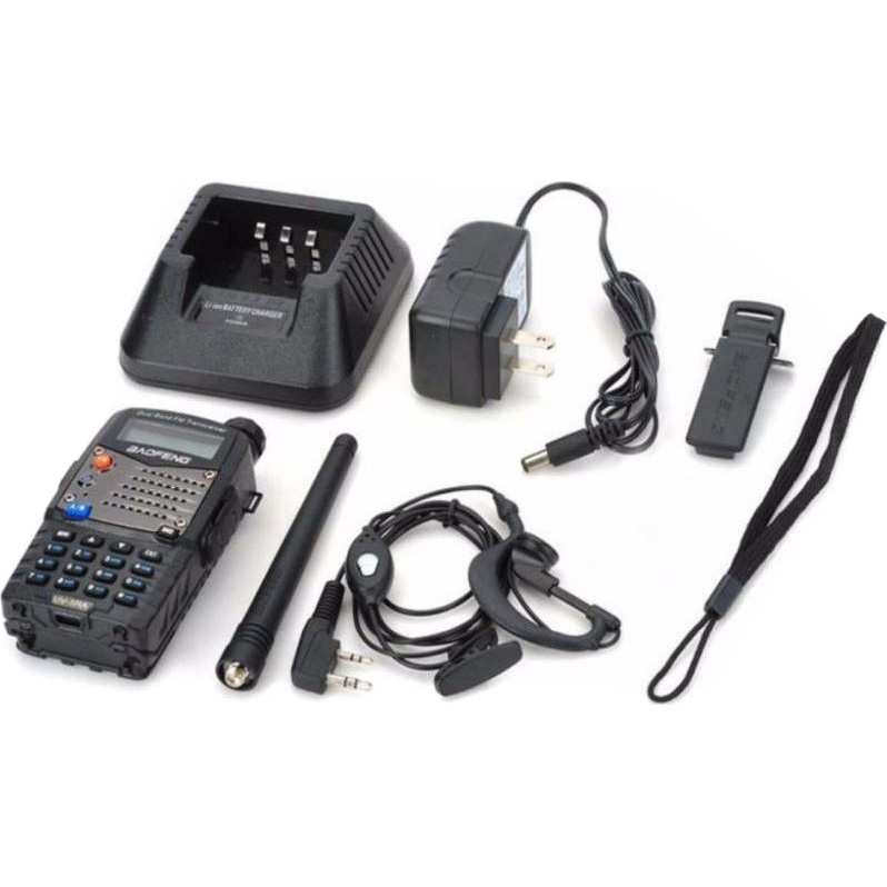 Ασύρματος Φορητός Dual Band Πομποδέκτης VHF/UHF Baofeng με Μικροακουστικό, Βάση Φόρτισης & Φακό LED - 2-Way Walkie Talkie